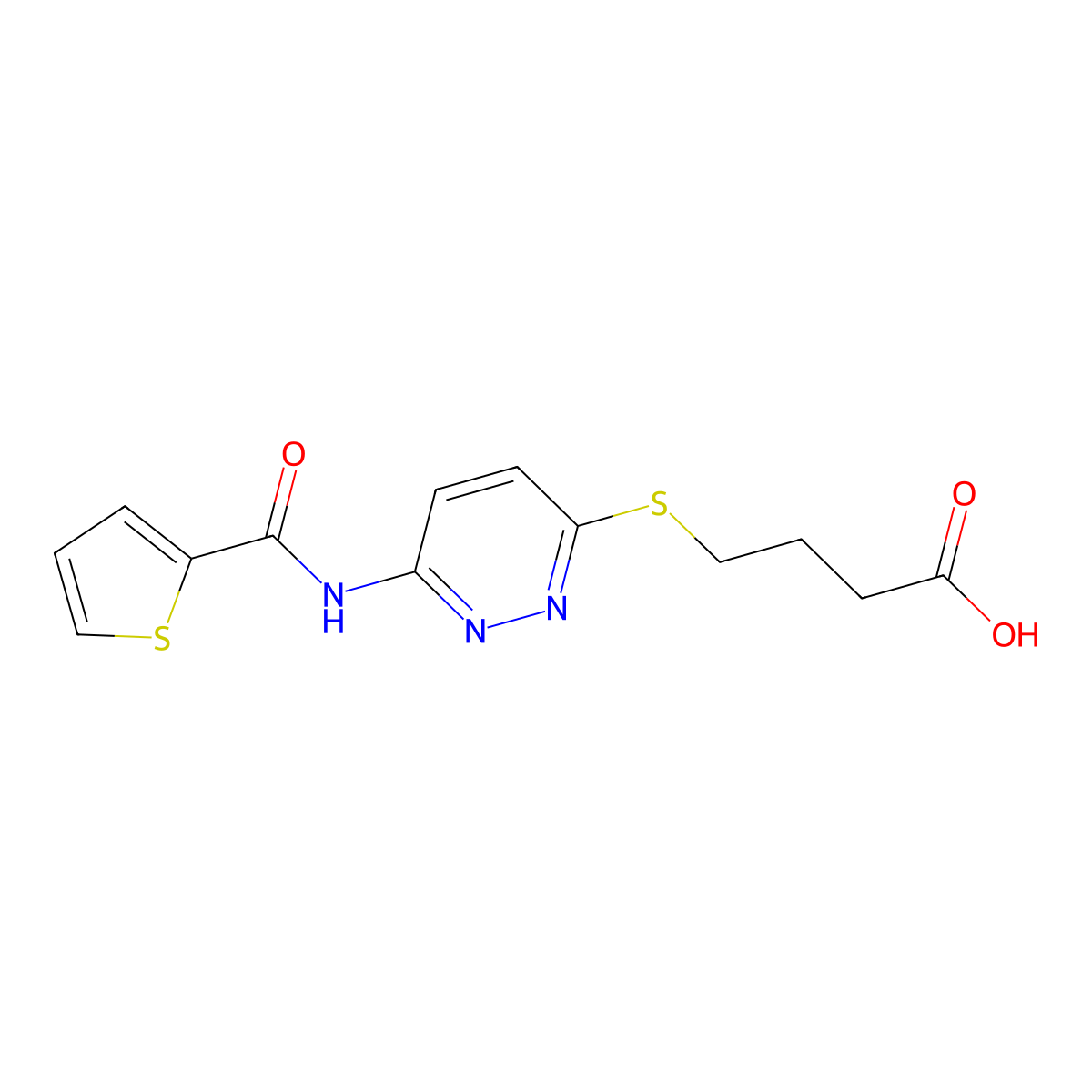 4-((6-(Thiophene-2-carboxamido)pyridazin-3-yl)thio)butanoic acid molecular structure, CAS 1286722-09-5