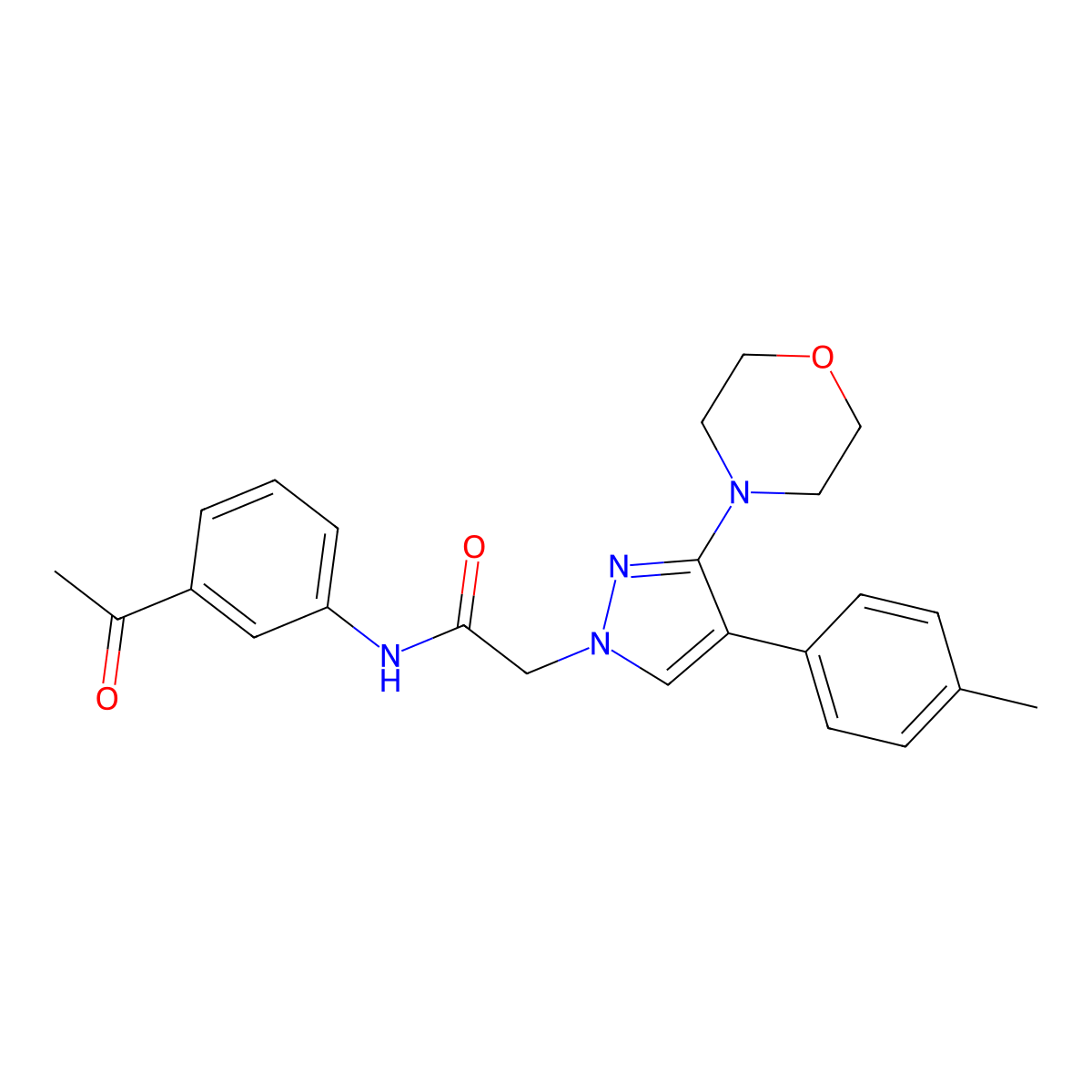 N-(3-acetylphenyl)-2-(3-morpholino-4-(p-tolyl)-1H-pyrazol-1-yl)acetamide molecular structure, CAS 1286722-12-0