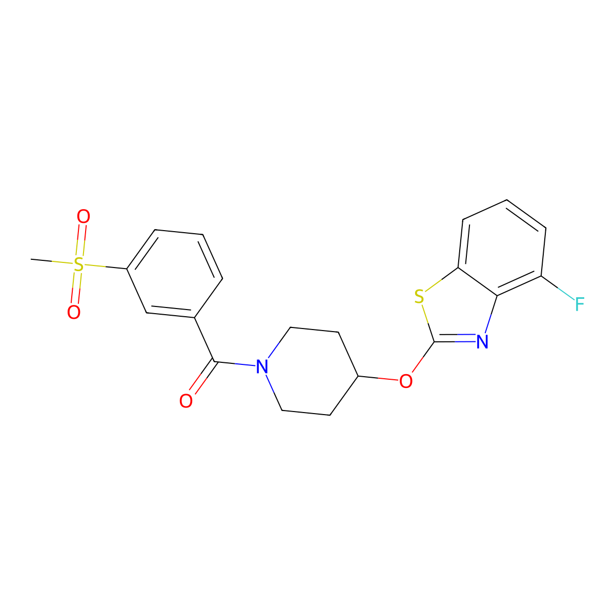 (4-((4-Fluorobenzo[d]thiazol-2-yl)oxy)piperidin-1-yl)(3-(methylsulfonyl)phenyl)methanone molecular structure, CAS 1286722-14-2