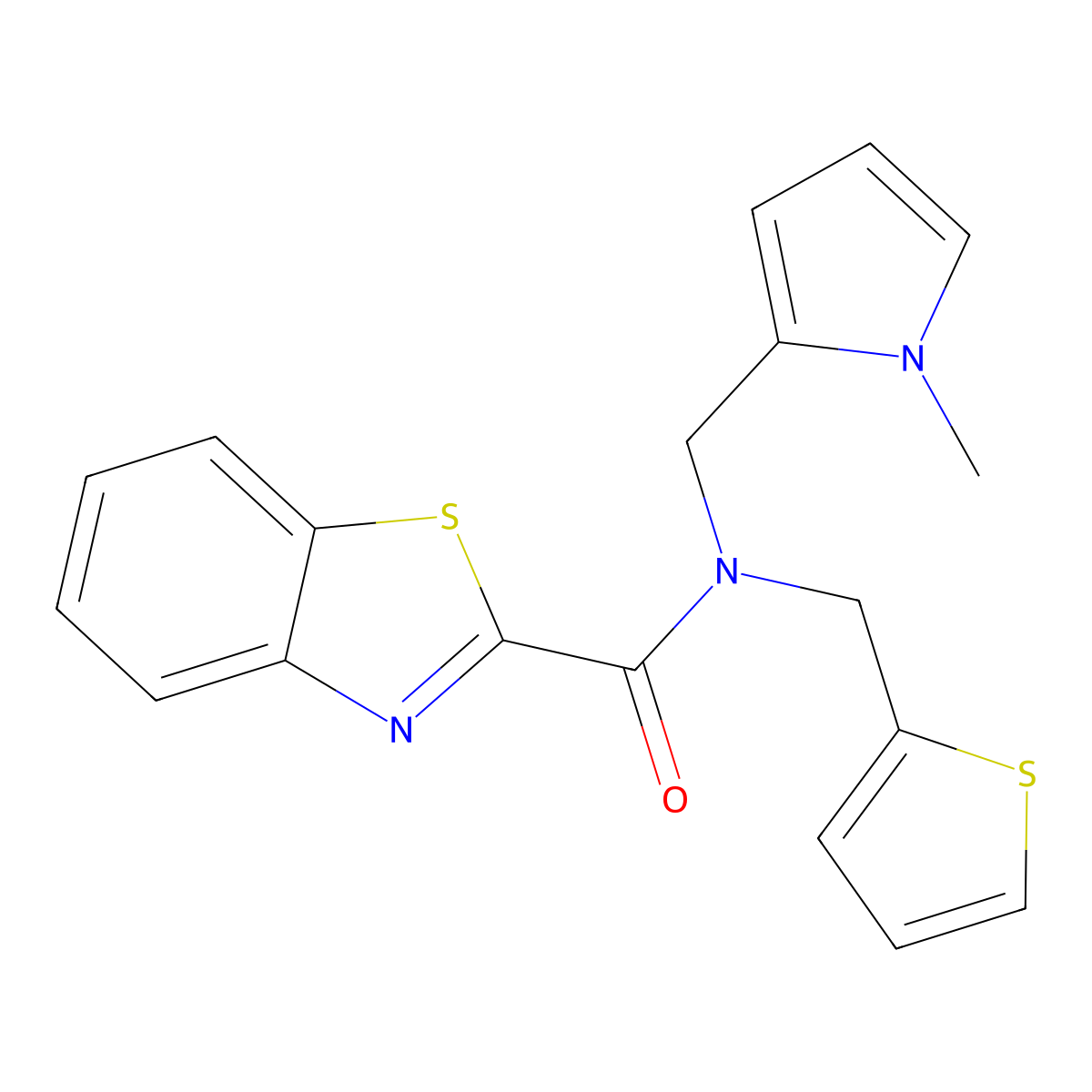 N-((1-methyl-1H-pyrrol-2-yl)methyl)-N-(thiophen-2-ylmethyl)benzo[d]thiazole-2-carboxamide molecular structure, CAS 1286722-17-5