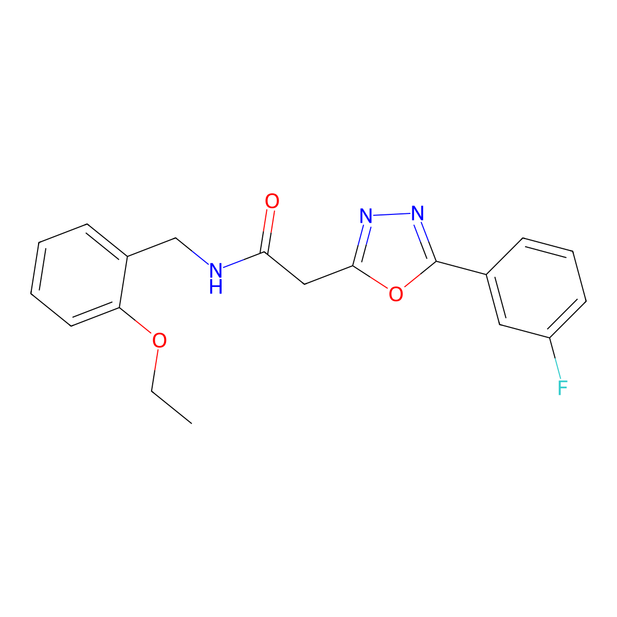 N-(2-ethoxybenzyl)-2-(5-(3-fluorophenyl)-1,3,4-oxadiazol-2-yl)acetamide molecular structure, CAS 1286722-26-6