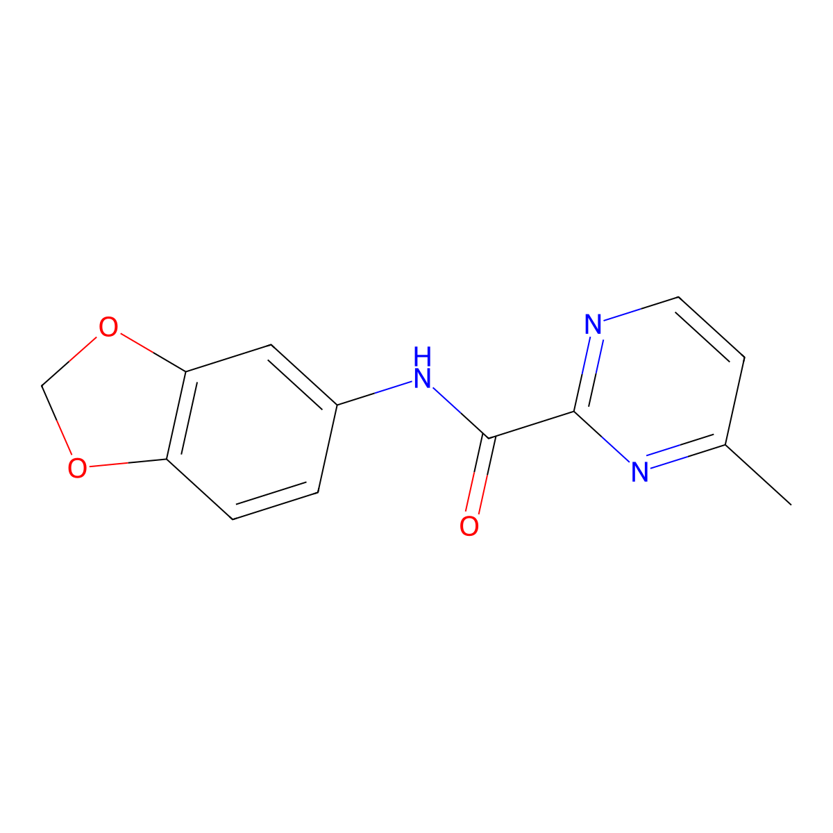 N-(benzo[d][1,3]dioxol-5-yl)-4-methylpyrimidine-2-carboxamide molecular structure, CAS 1286722-31-3