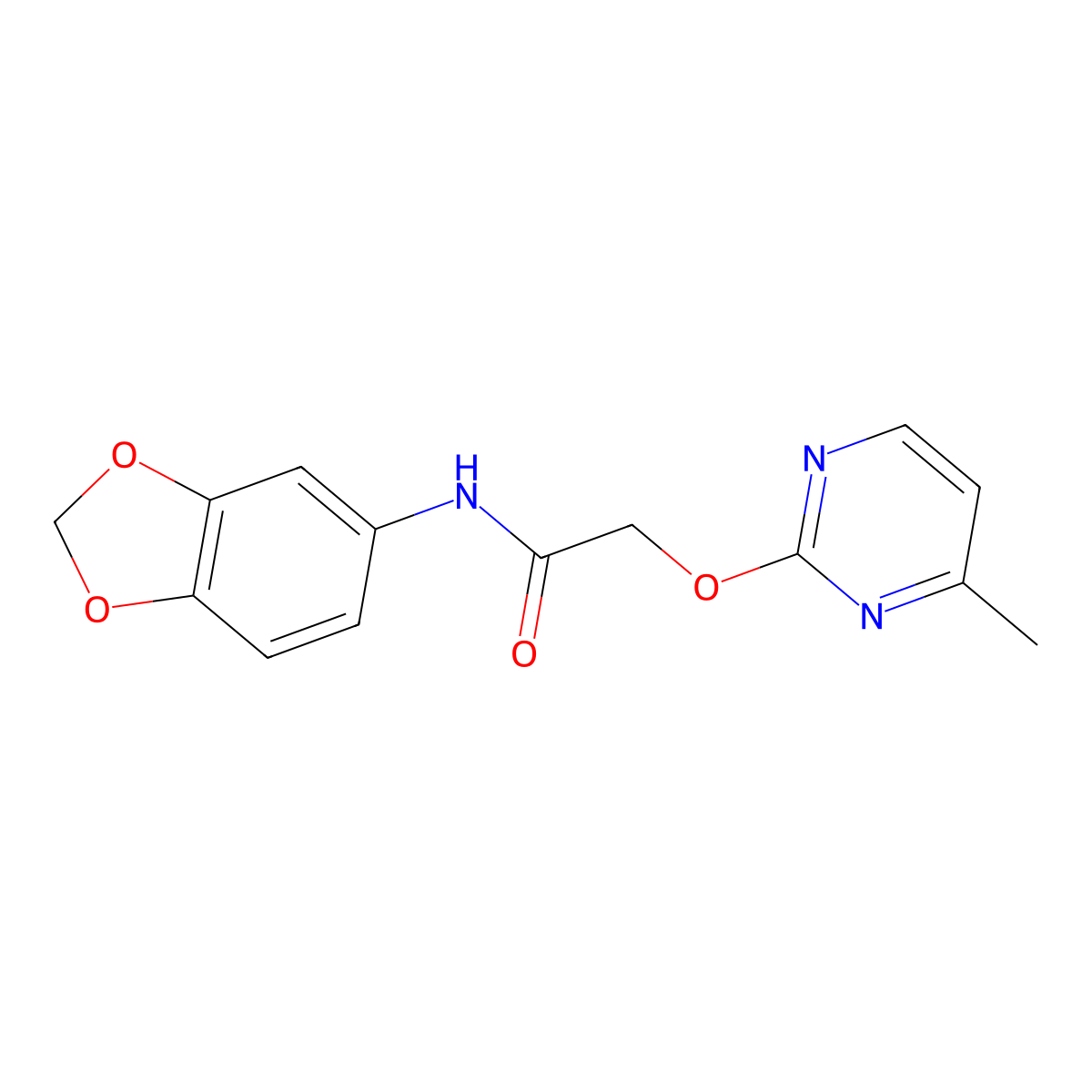 N-(benzo[d][1,3]dioxol-5-yl)-2-((4-methylpyrimidin-2-yl)oxy)acetamide molecular structure, CAS 1286722-37-9