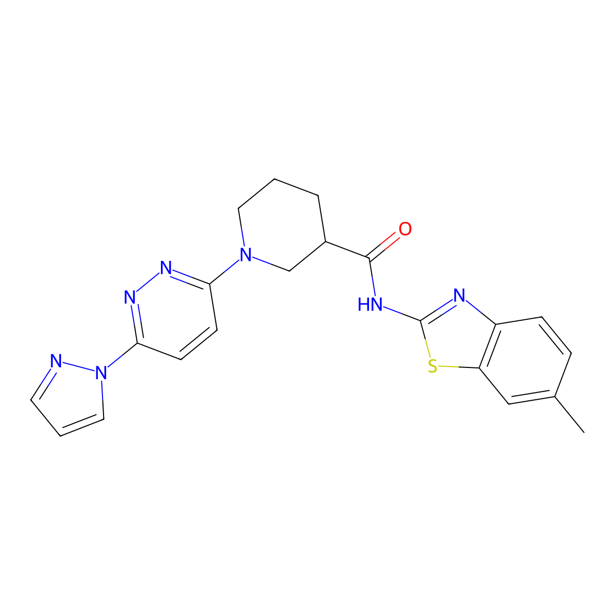 1-(6-(1H-pyrazol-1-yl)pyridazin-3-yl)-N-(6-methylbenzo[d]thiazol-2-yl)piperidine-3-carboxamide molecular structure, CAS 1286722-40-4
