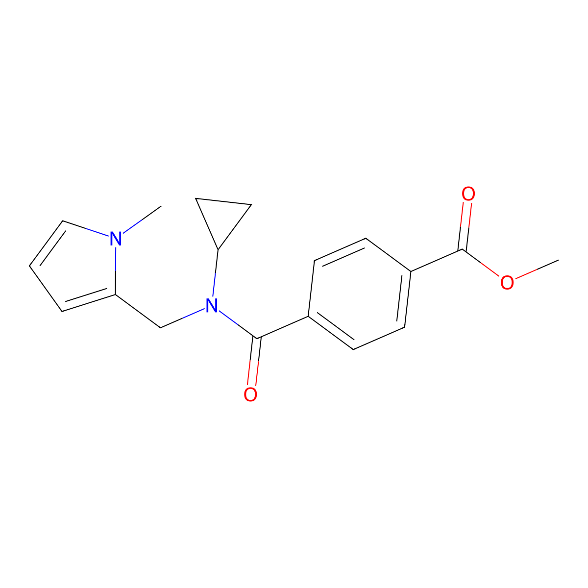methyl 4-(cyclopropyl((1-methyl-1H-pyrrol-2-yl)methyl)carbamoyl)benzoate molecular structure, CAS 1286722-43-7