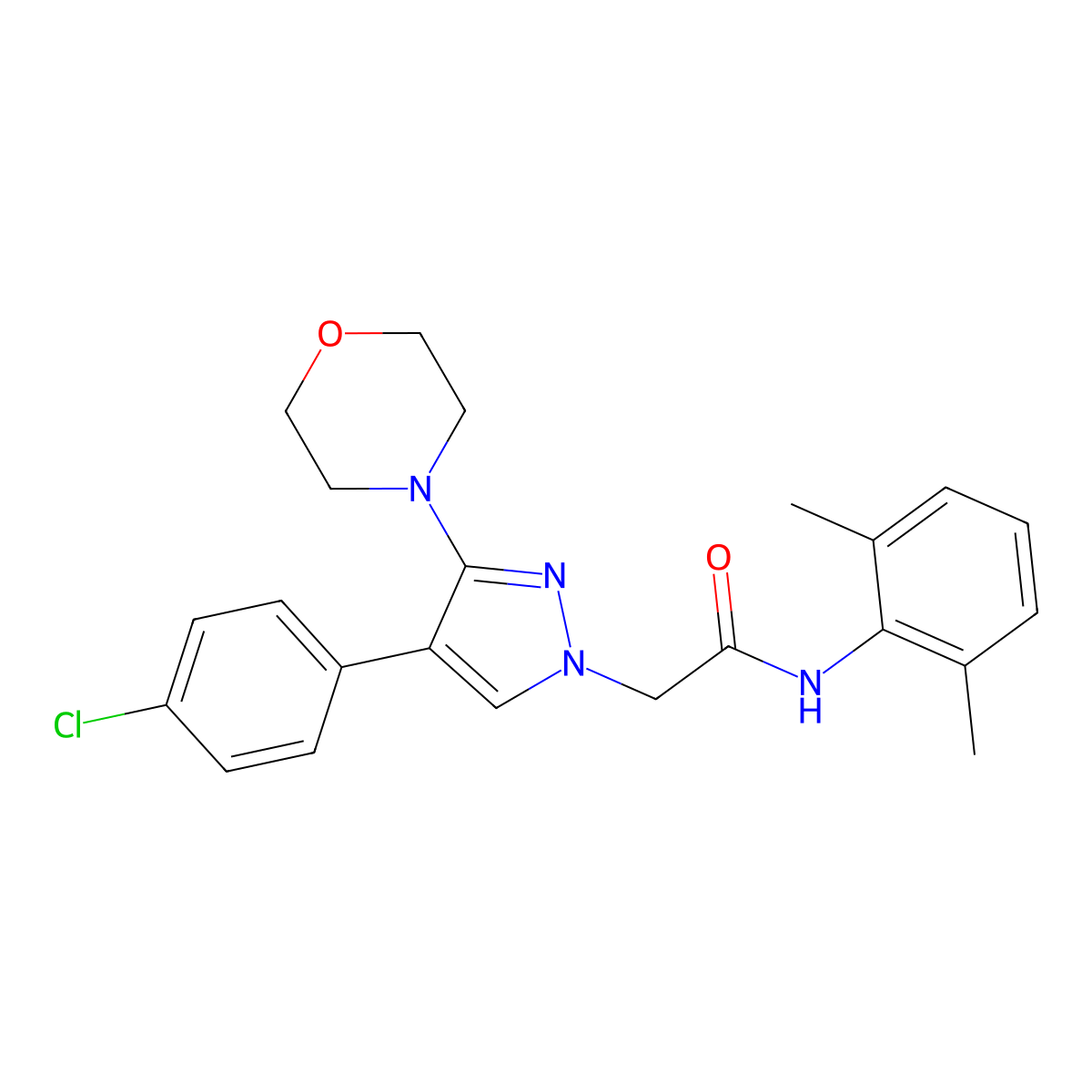 2-(4-(4-chlorophenyl)-3-morpholino-1H-pyrazol-1-yl)-N-(2,6-dimethylphenyl)acetamide molecular structure, CAS 1286722-48-2