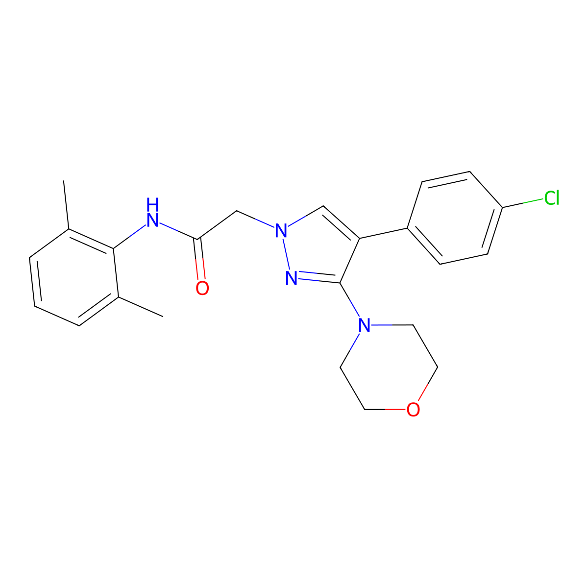2-(4-(4-chlorophenyl)-3-morpholino-1H-pyrazol-1-yl)-N-(2,6-dimethylphenyl)acetamide molecular structure, CAS 1286722-48-2