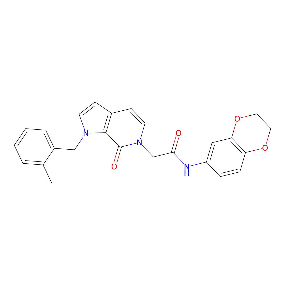 N-(2,3-dihydro-1,4-benzodioxin-6-yl)-2-{1-[(2-methylphenyl)methyl]-7-oxo-1H,6H,7H-pyrrolo[2,3-c]pyridin-6-yl}acetamide molecular structure, CAS 1286722-49-3