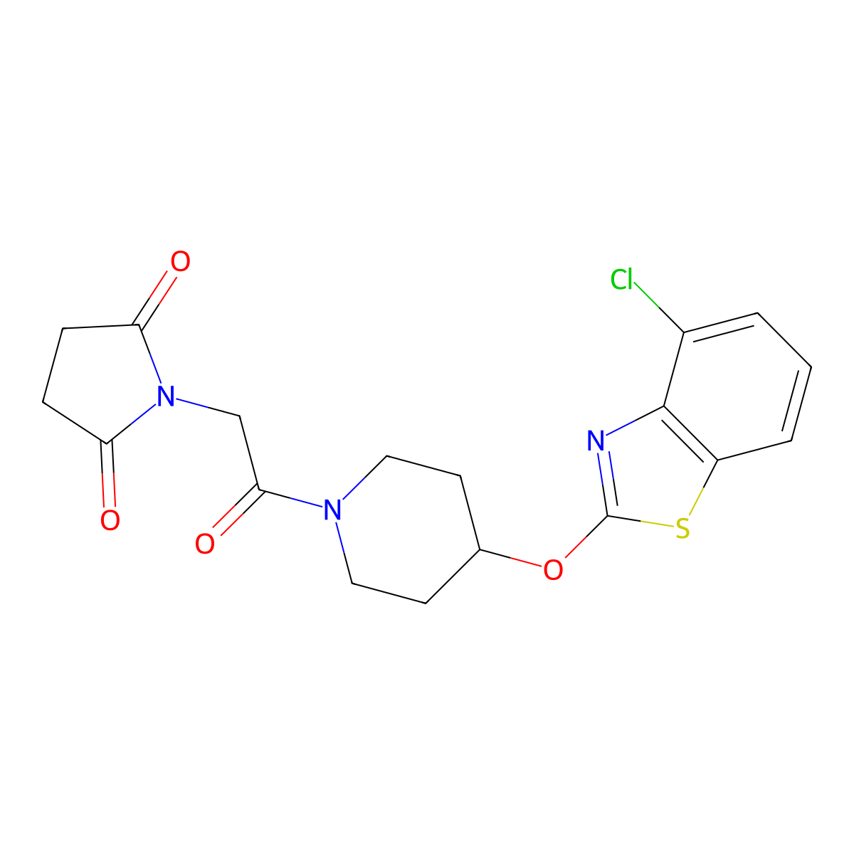 1-(2-(4-((4-Chlorobenzo[d]thiazol-2-yl)oxy)piperidin-1-yl)-2-oxoethyl)pyrrolidine-2,5-dione molecular structure, CAS 1286722-53-9