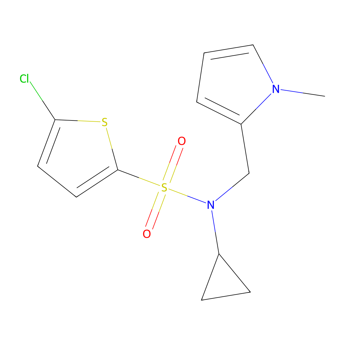 5-chloro-N-cyclopropyl-N-((1-methyl-1H-pyrrol-2-yl)methyl)thiophene-2-sulfonamide molecular structure, CAS 1286722-54-0