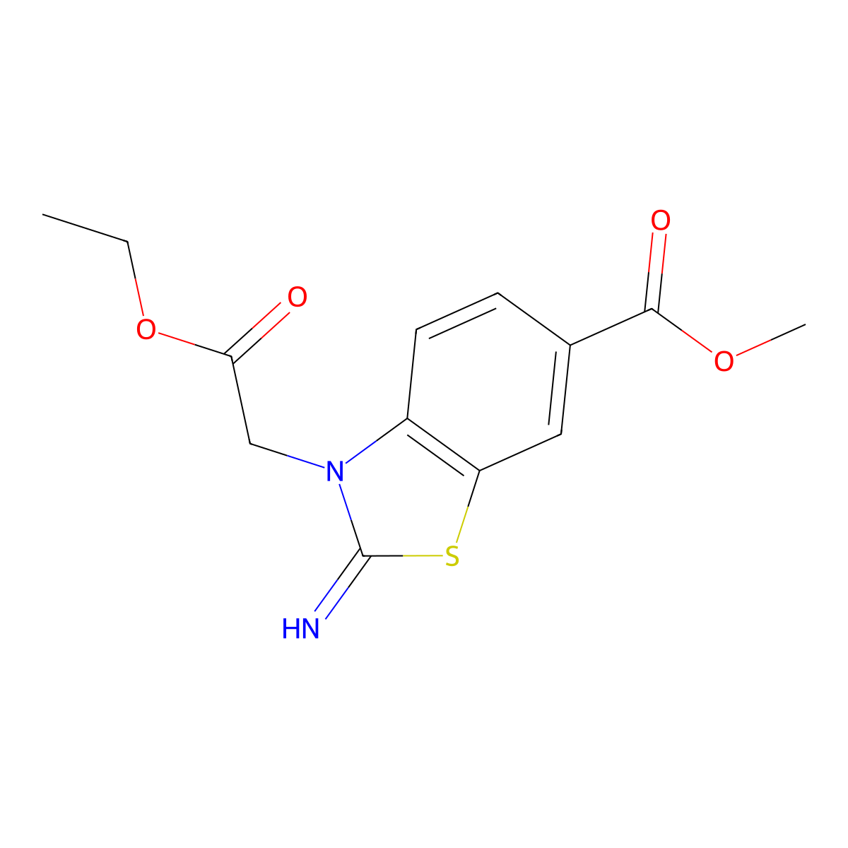 Methyl 3-(2-ethoxy-2-oxoethyl)-2-imino-2,3-dihydrobenzo[d]thiazole-6-carboxylate molecular structure, CAS 1286722-61-9