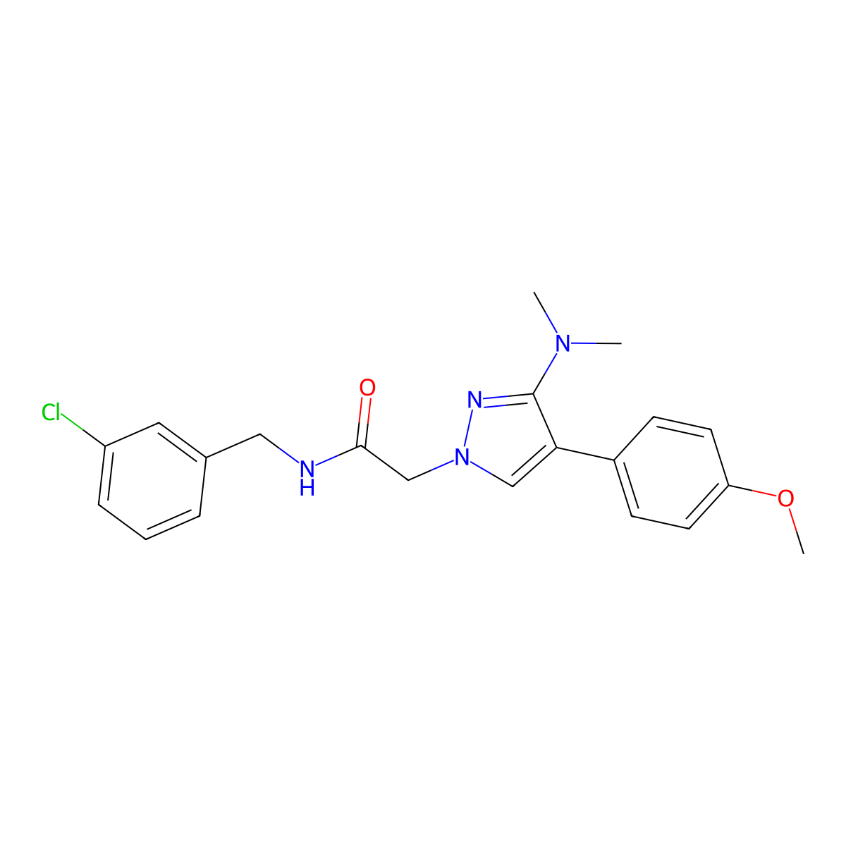 N-(3-chlorobenzyl)-2-(3-(dimethylamino)-4-(4-methoxyphenyl)-1H-pyrazol-1-yl)acetamide molecular structure, CAS 1286724-11-5