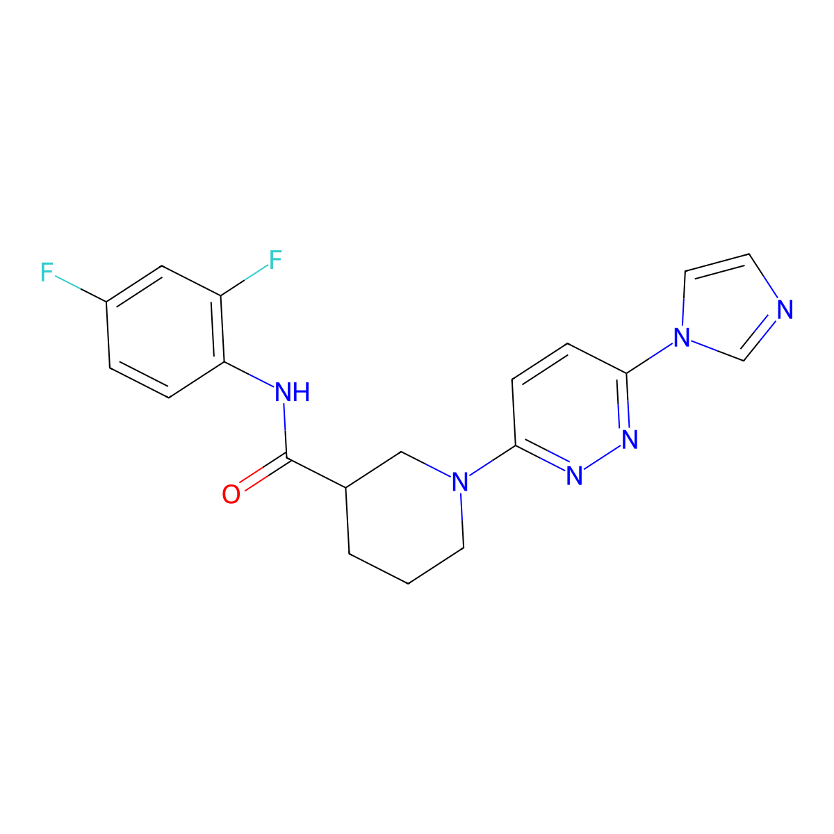 1-(6-(1H-imidazol-1-yl)pyridazin-3-yl)-N-(2,4-difluorophenyl)piperidine-3-carboxamide molecular structure, CAS 1286724-19-3