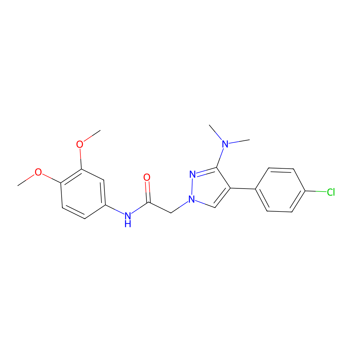 2-[4-(4-chlorophenyl)-3-(dimethylamino)-1H-pyrazol-1-yl]-N-(3,4-dimethoxyphenyl)acetamide molecular structure, CAS 1286724-23-9