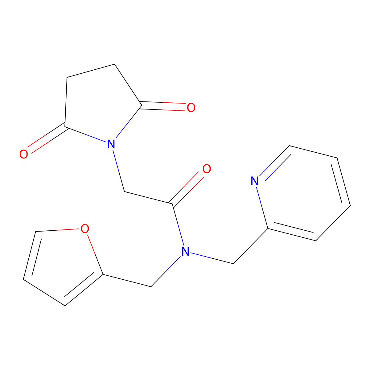 2-(2,5-dioxopyrrolidin-1-yl)-N-(furan-2-ylmethyl)-N-(pyridin-2-ylmethyl)acetamide molecular structure, CAS 1286724-25-1
