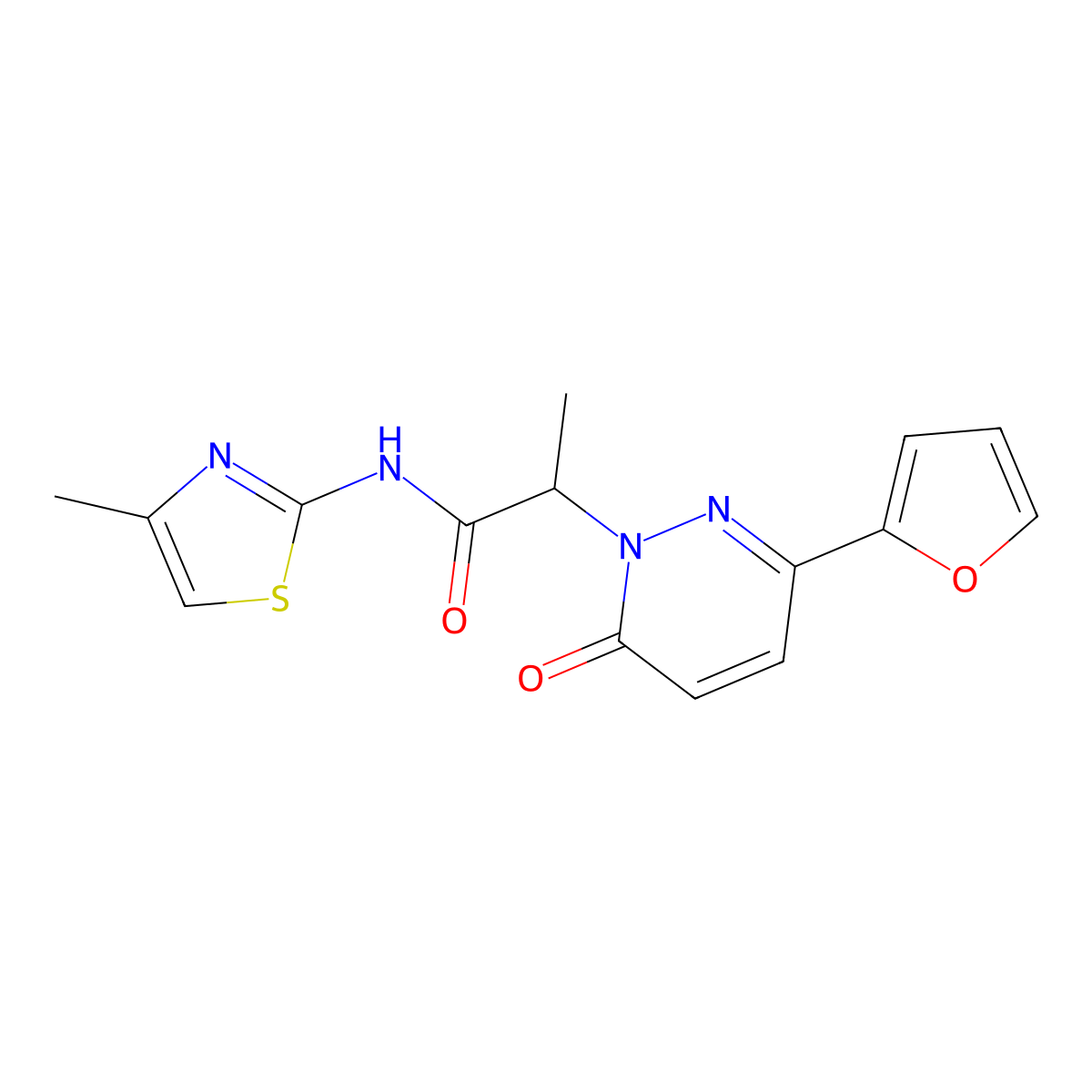 2-(3-(furan-2-yl)-6-oxopyridazin-1(6H)-yl)-N-(4-methylthiazol-2-yl)propanamide molecular structure, CAS 1286724-27-3