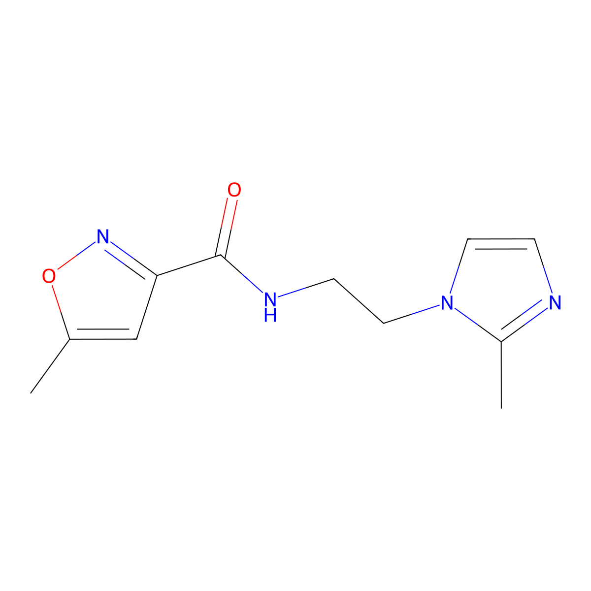 5-methyl-N-(2-(2-methyl-1H-imidazol-1-yl)ethyl)isoxazole-3-carboxamide molecular structure, CAS 1286724-34-2