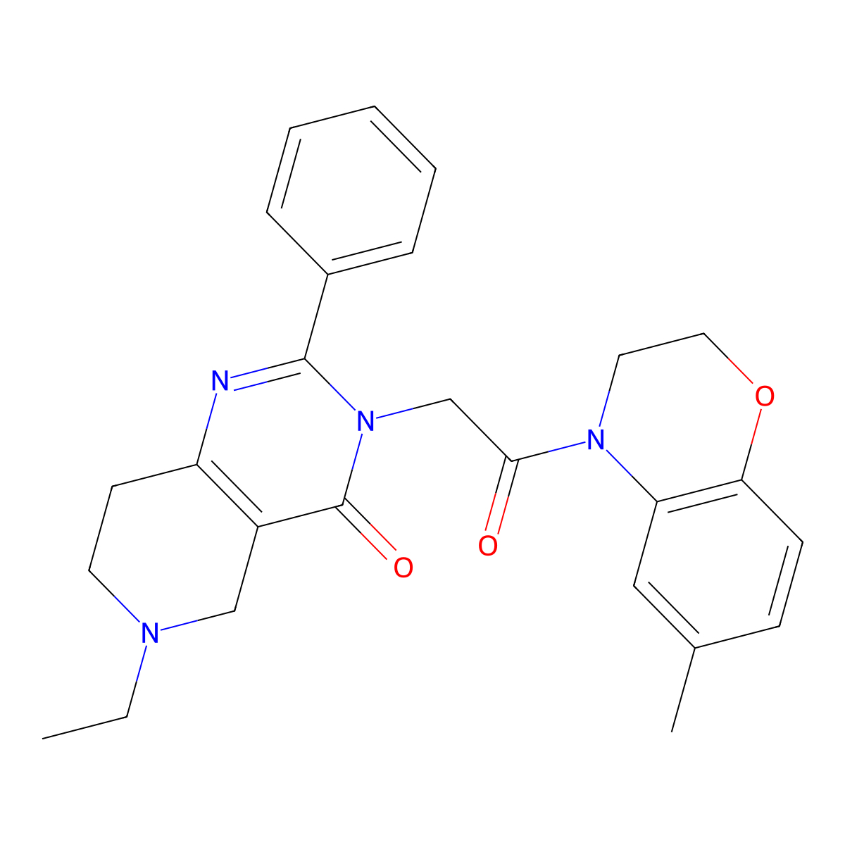 6-ethyl-3-(2-(6-methyl-2H-benzo[b][1,4]oxazin-4(3H)-yl)-2-oxoethyl)-2-phenyl-5,6,7,8-tetrahydropyrido[4,3-d]pyrimidin-4(3H)-one molecular structure, CAS 1286724-39-7
