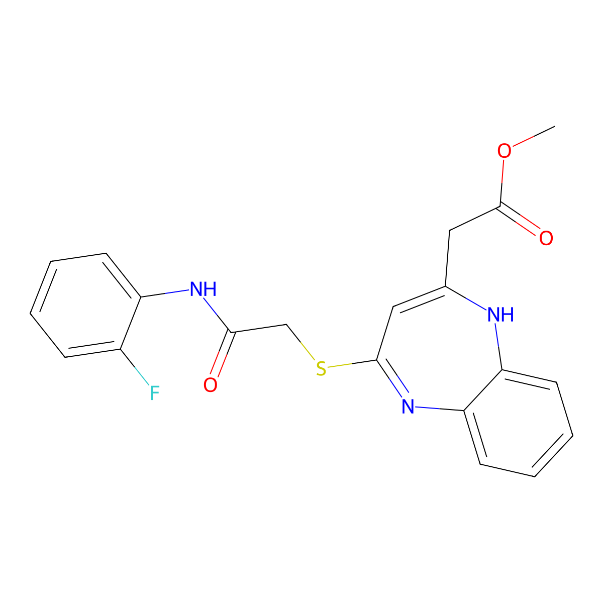 methyl [4-({2-[(2-fluorophenyl)amino]-2-oxoethyl}thio)-1H-1,5-benzodiazepin-2-yl]acetate molecular structure, CAS 1286724-50-2