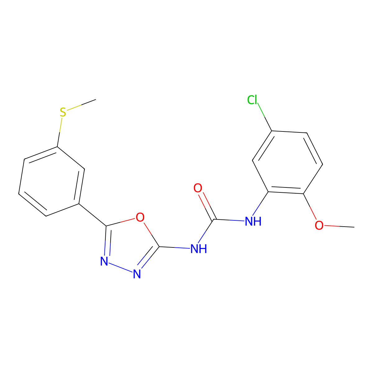 1-(5-Chloro-2-methoxyphenyl)-3-(5-(3-(methylthio)phenyl)-1,3,4-oxadiazol-2-yl)urea molecular structure, CAS 1286724-51-3