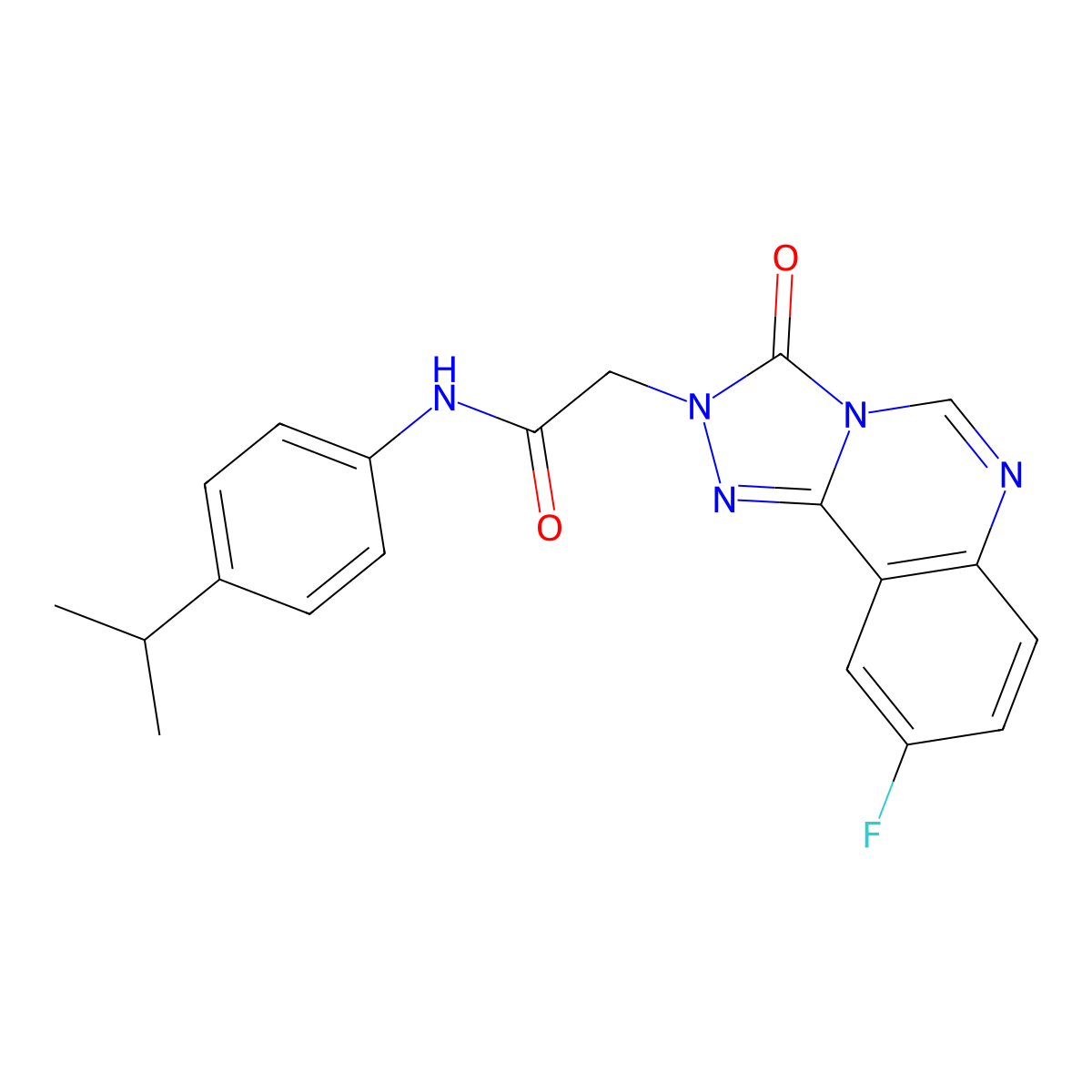 2-{9-fluoro-3-oxo-2H,3H-[1,2,4]triazolo[4,3-c]quinazolin-2-yl}-N-[4-(propan-2-yl)phenyl]acetamide molecular structure, CAS 1286724-61-5