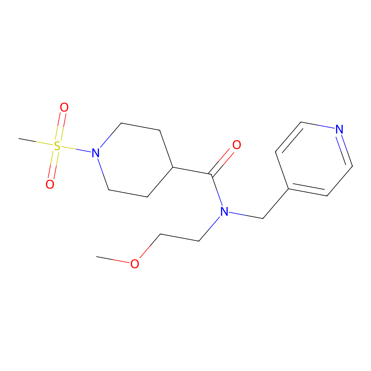 N-(2-methoxyethyl)-1-(methylsulfonyl)-N-(pyridin-4-ylmethyl)piperidine-4-carboxamide molecular structure, CAS 1286724-66-0