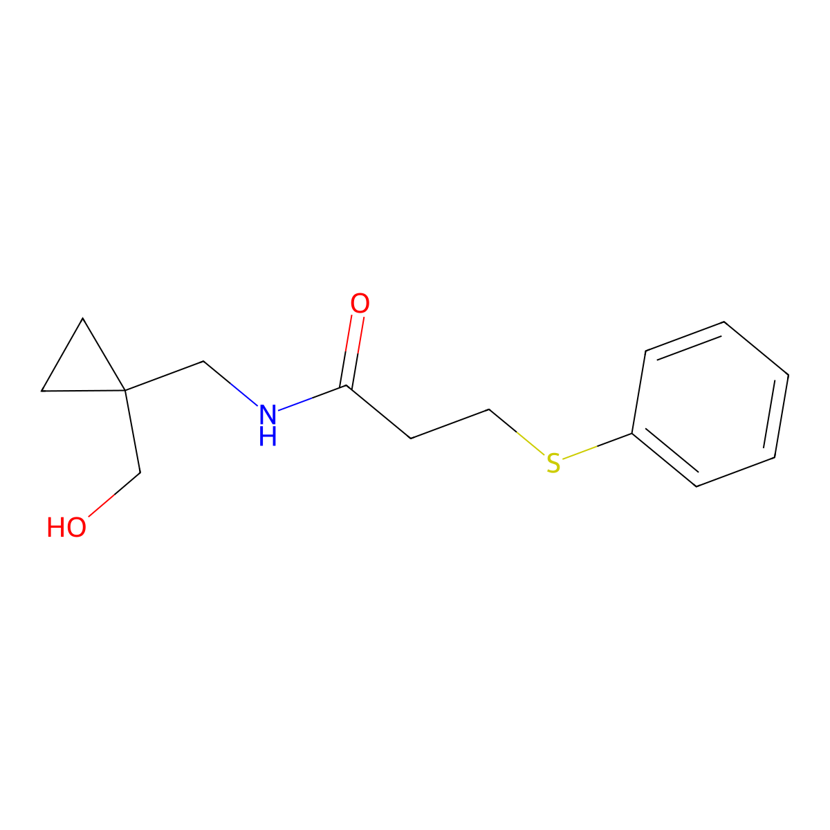 N-((1-(hydroxymethyl)cyclopropyl)methyl)-3-(phenylthio)propanamide molecular structure, CAS 1286724-67-1