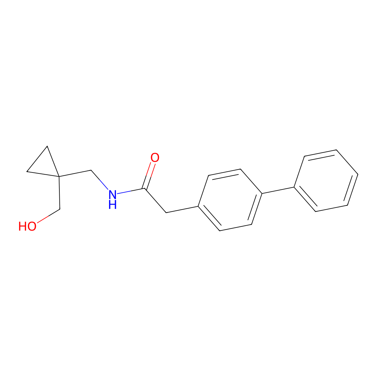 2-([1,1'-biphenyl]-4-yl)-N-((1-(hydroxymethyl)cyclopropyl)methyl)acetamide molecular structure, CAS 1286724-77-3