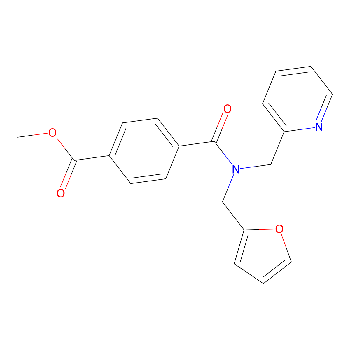 Methyl 4-{[(furan-2-yl)methyl][(pyridin-2-yl)methyl]carbamoyl}benzoate molecular structure, CAS 1286724-79-5