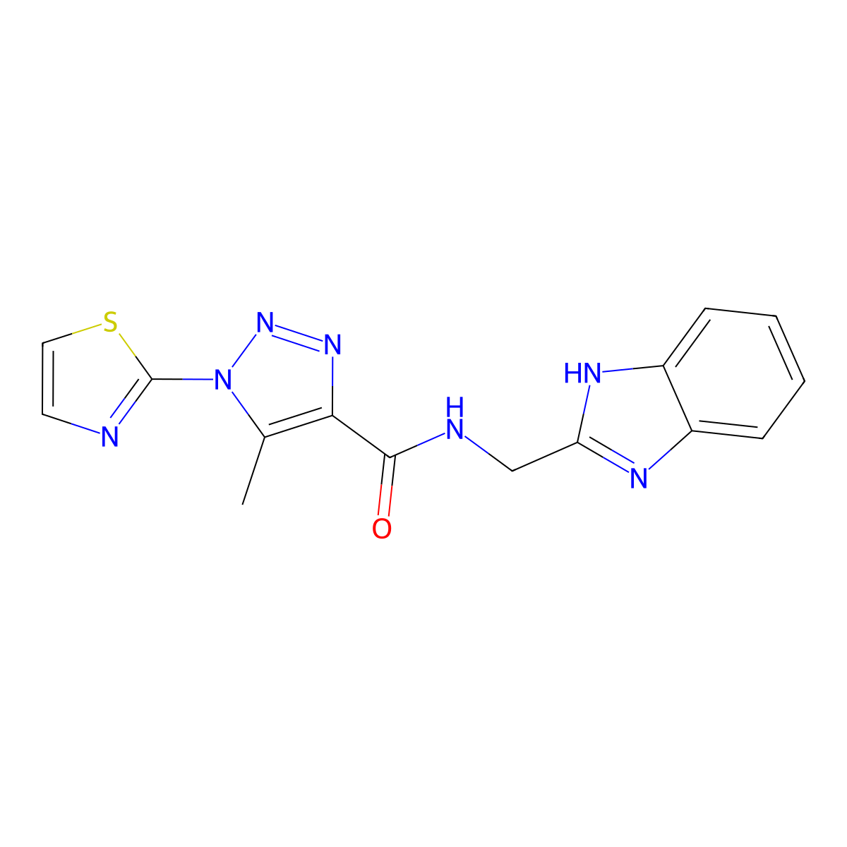 N-((1H-benzo[d]imidazol-2-yl)methyl)-5-methyl-1-(thiazol-2-yl)-1H-1,2,3-triazole-4-carboxamide molecular structure, CAS 1286724-85-3