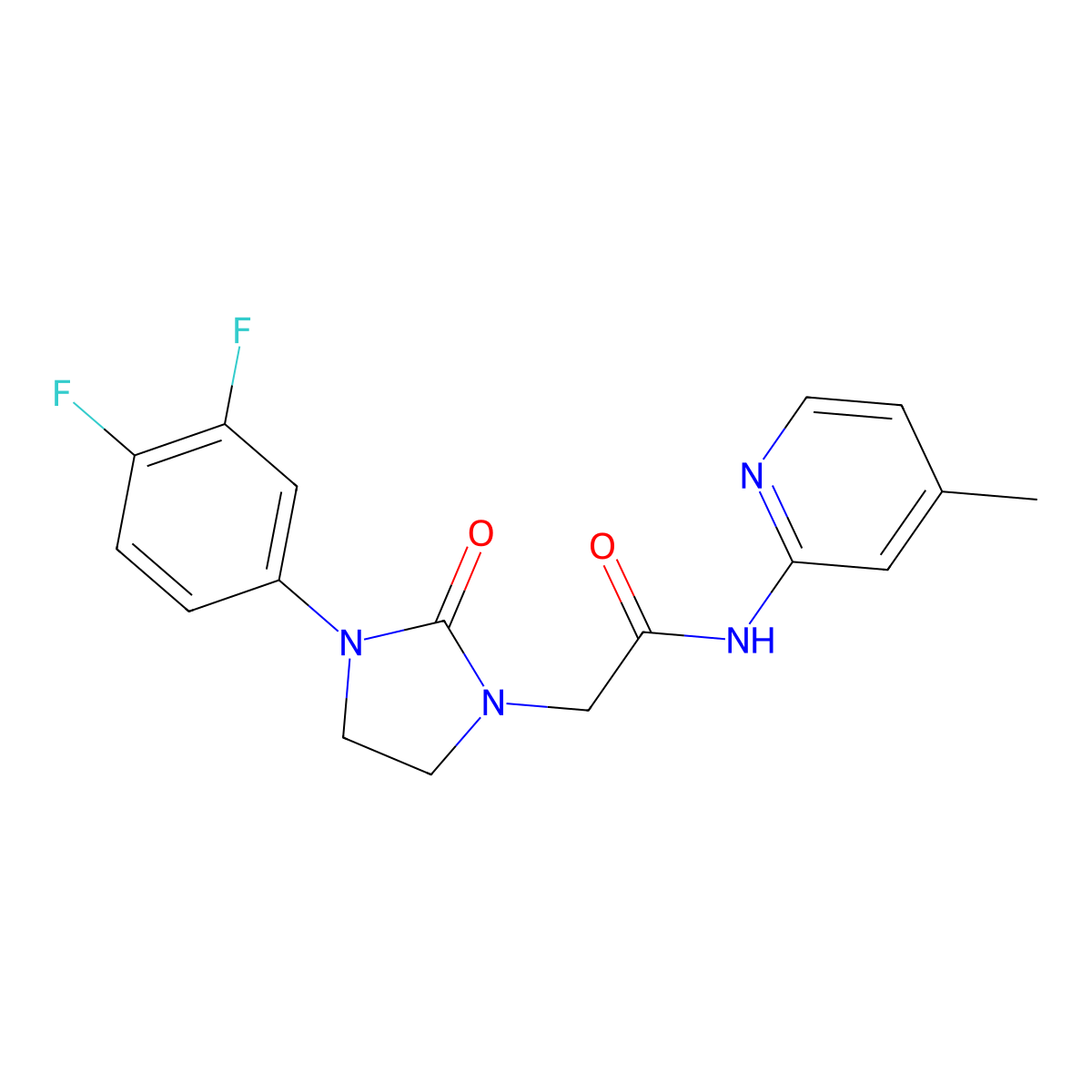 2-[3-(3,4-difluorophenyl)-2-oxoimidazolidin-1-yl]-N-(4-methylpyridin-2-yl)acetamide molecular structure, CAS 1286724-86-4