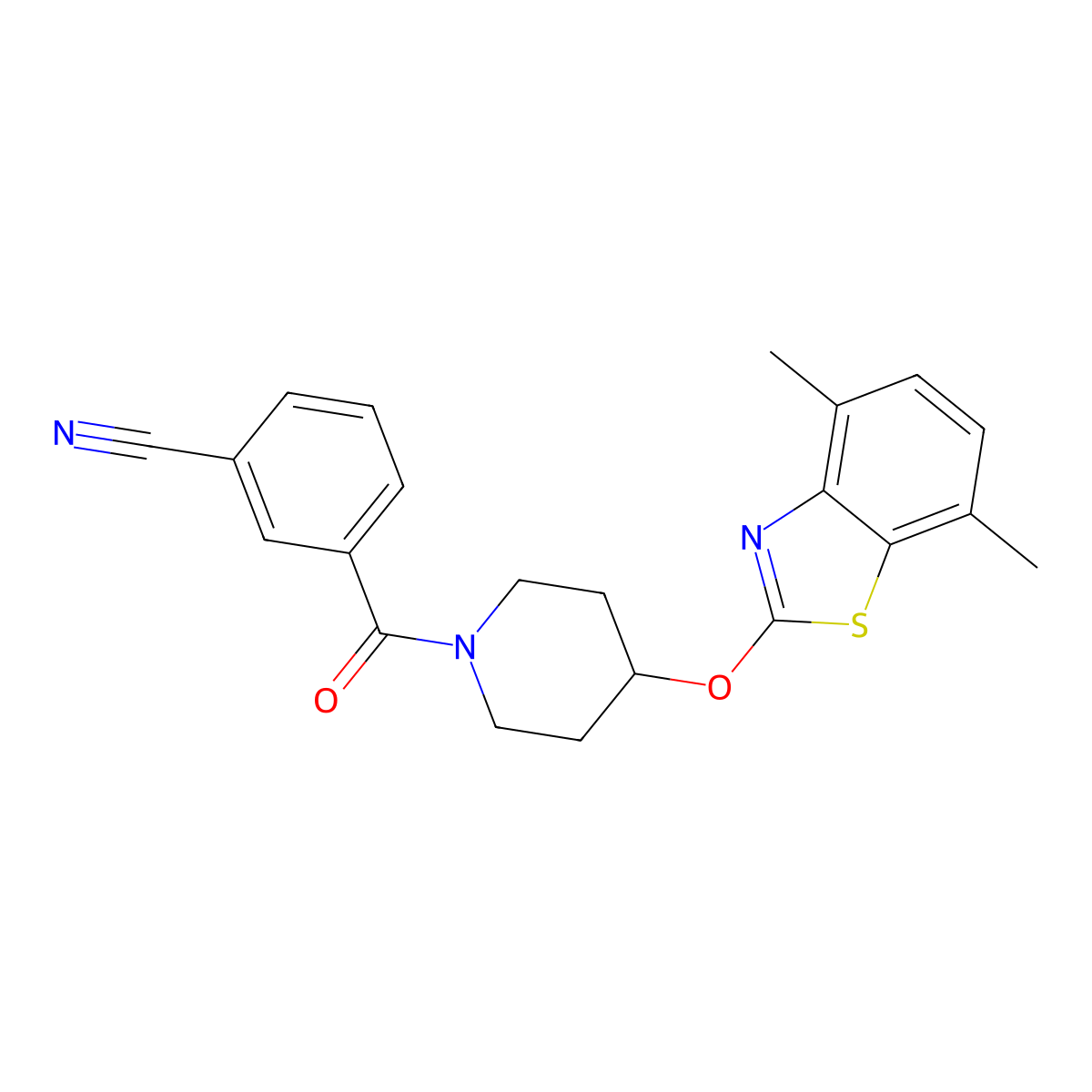 3-(4-((4,7-Dimethylbenzo[d]thiazol-2-yl)oxy)piperidine-1-carbonyl)benzonitrile molecular structure, CAS 1286724-94-4