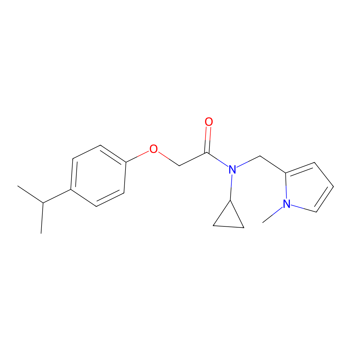 N-cyclopropyl-2-(4-isopropylphenoxy)-N-((1-methyl-1H-pyrrol-2-yl)methyl)acetamide molecular structure, CAS 1286724-99-9