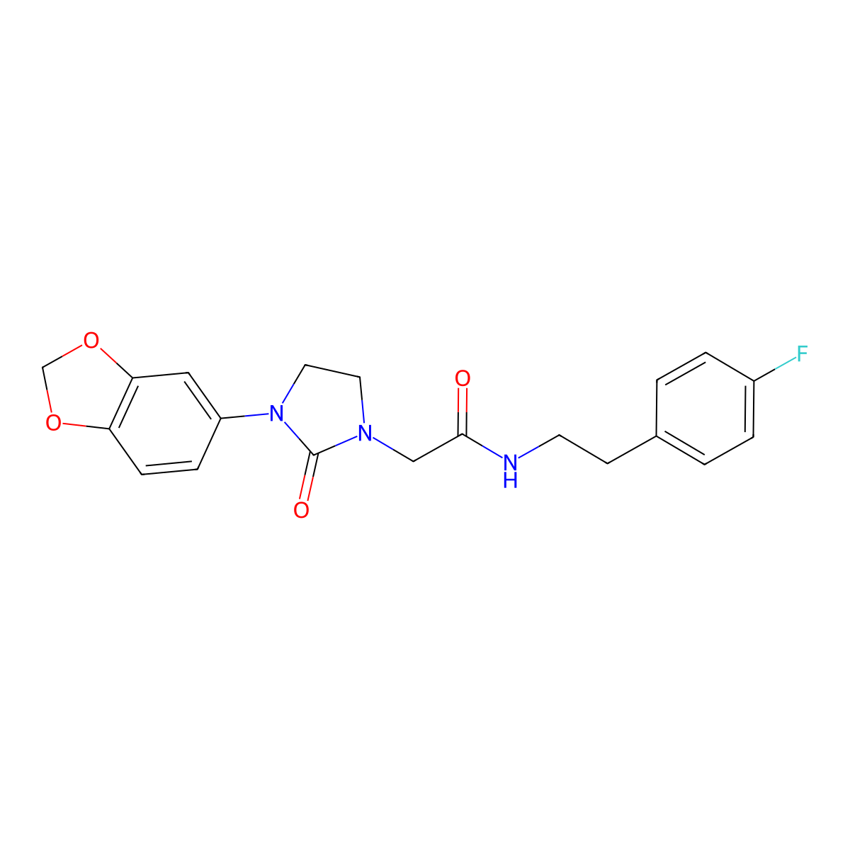 2-(3-(benzo[d][1,3]dioxol-5-yl)-2-oxoimidazolidin-1-yl)-N-(4-fluorophenethyl)acetamide molecular structure, CAS 1286725-03-8