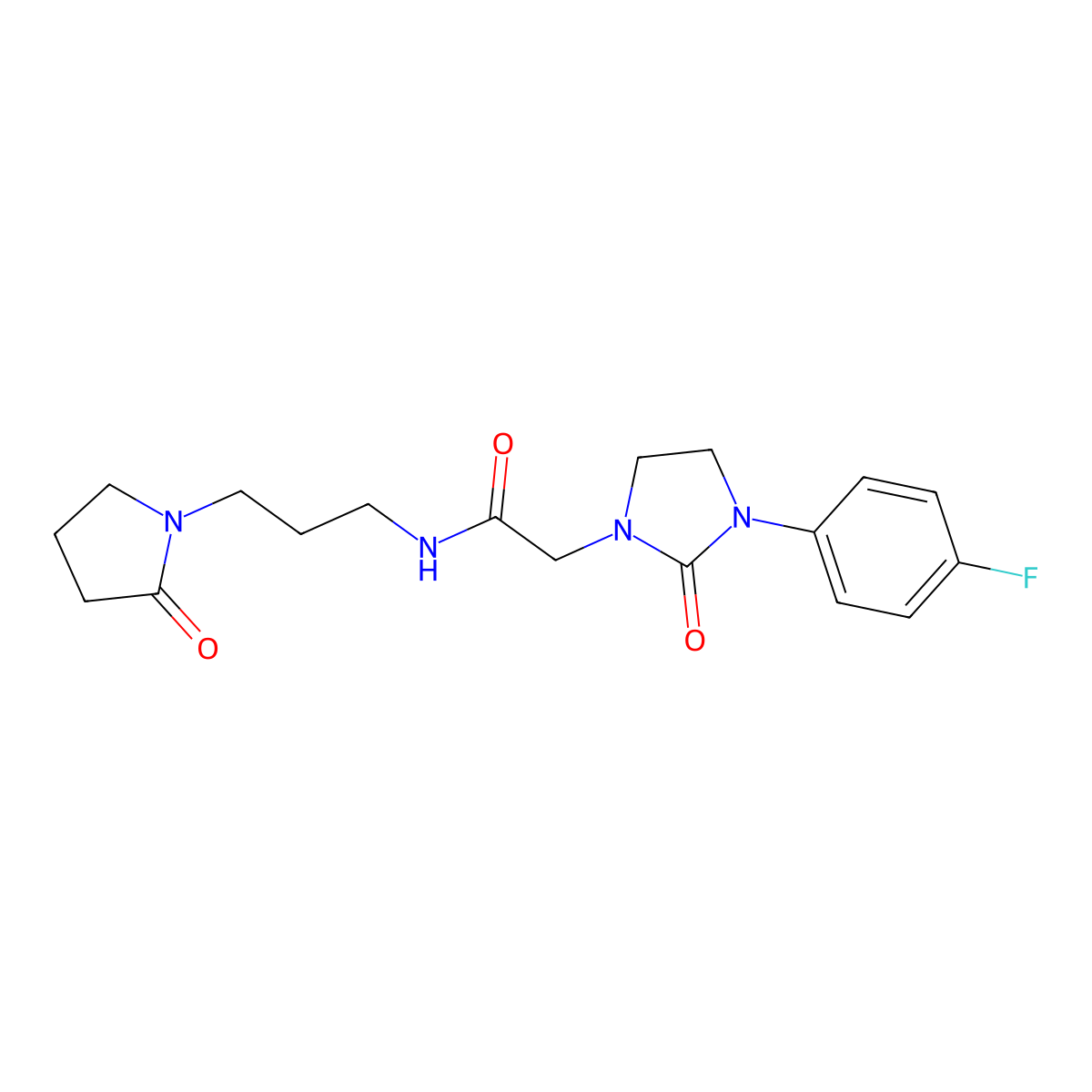 2-[3-(4-fluorophenyl)-2-oxoimidazolidin-1-yl]-N-[3-(2-oxopyrrolidin-1-yl)propyl]acetamide molecular structure, CAS 1286725-04-9