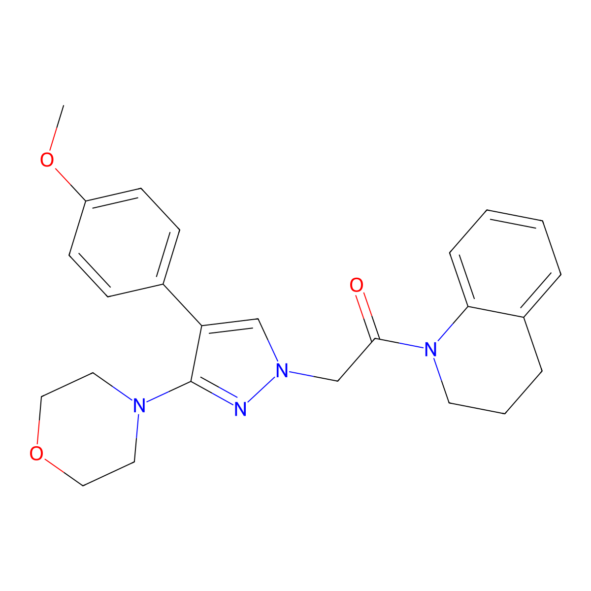 1-(3,4-dihydroquinolin-1(2H)-yl)-2-(4-(4-methoxyphenyl)-3-morpholino-1H-pyrazol-1-yl)ethanone molecular structure, CAS 1286725-06-1