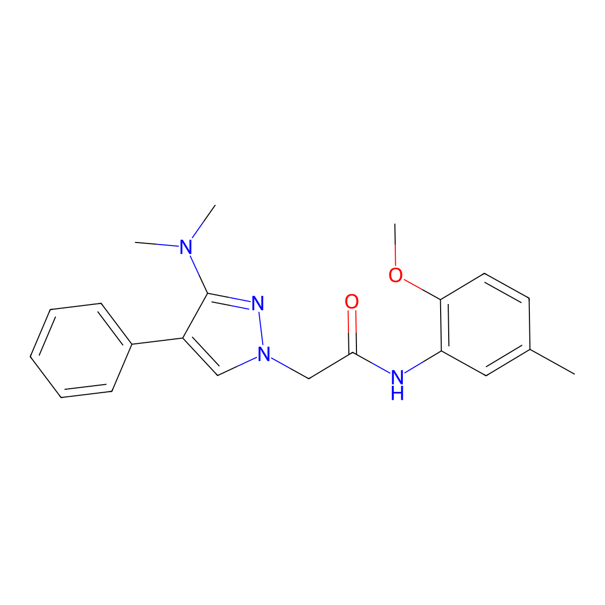 2-[3-(dimethylamino)-4-phenyl-1H-pyrazol-1-yl]-N-(2-methoxy-5-methylphenyl)acetamide molecular structure, CAS 1286725-28-7