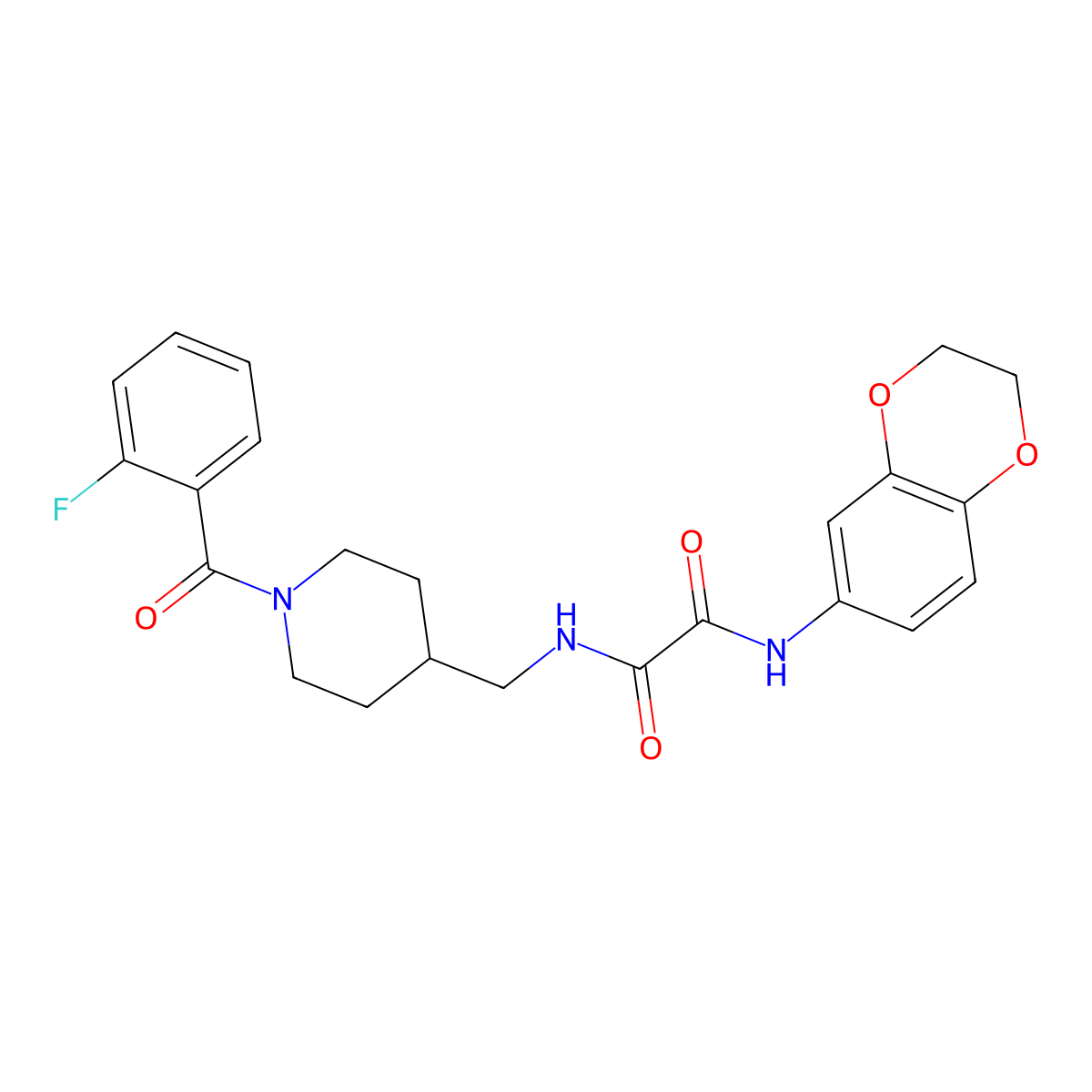 N1-(2,3-dihydrobenzo[b][1,4]dioxin-6-yl)-N2-((1-(2-fluorobenzoyl)piperidin-4-yl)methyl)oxalamide molecular structure, CAS 1286725-30-1
