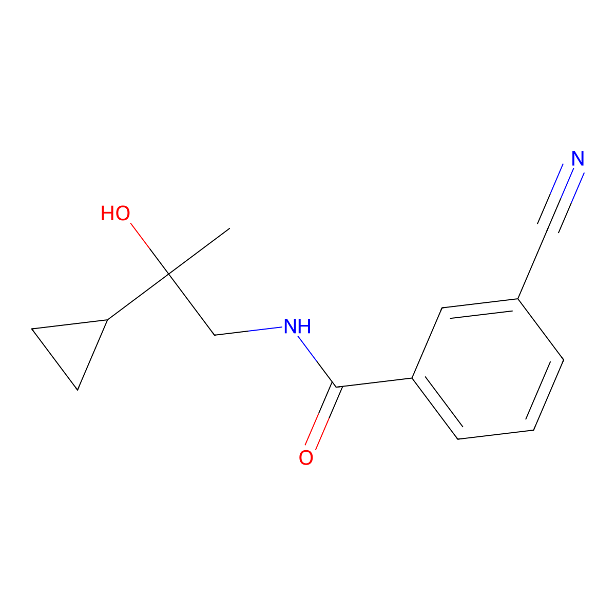 3-cyano-N-(2-cyclopropyl-2-hydroxypropyl)benzamide molecular structure, CAS 1286725-31-2