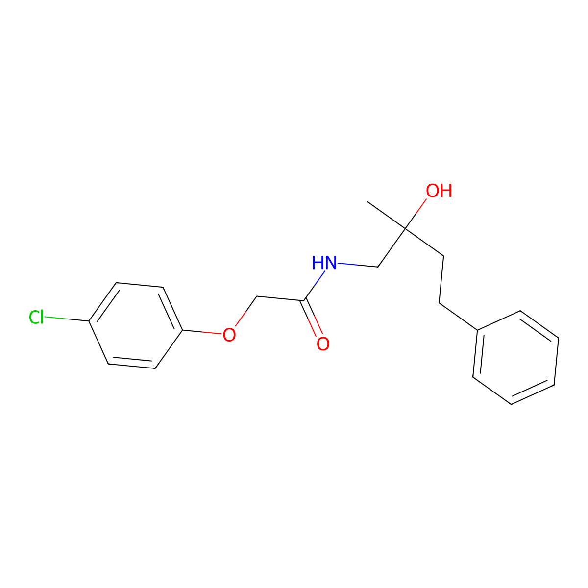 2-(4-chlorophenoxy)-N-(2-hydroxy-2-methyl-4-phenylbutyl)acetamide molecular structure, CAS 1286725-32-3