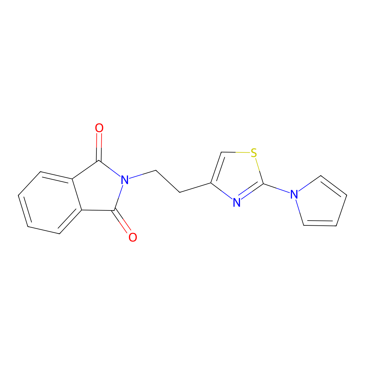 2-(2-(2-(1H-pyrrol-1-yl)thiazol-4-yl)ethyl)isoindoline-1,3-dione molecular structure, CAS 1286725-35-6