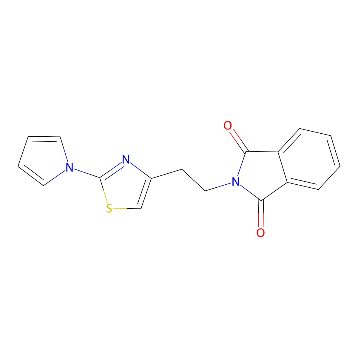2-(2-(2-(1H-pyrrol-1-yl)thiazol-4-yl)ethyl)isoindoline-1,3-dione molecular structure, CAS 1286725-35-6