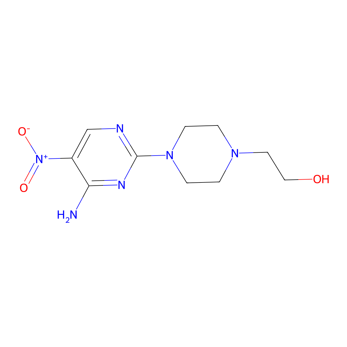 2-(4-(4-Amino-5-nitropyrimidin-2-yl)piperazin-1-yl)ethanol molecular structure, CAS 1286725-36-7