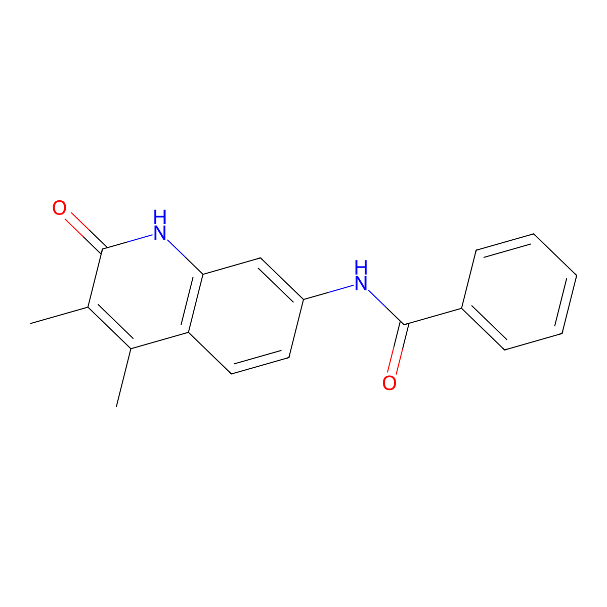 N-(3,4-dimethyl-2-oxo-1,2-dihydroquinolin-7-yl)benzamide molecular structure, CAS 1286725-51-6