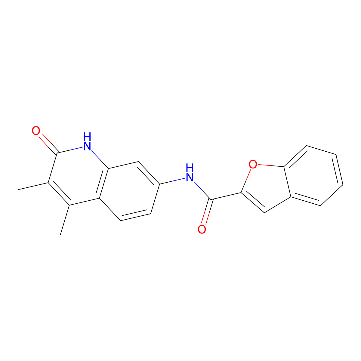 N-(3,4-dimethyl-2-oxo-1,2-dihydroquinolin-7-yl)benzofuran-2-carboxamide molecular structure, CAS 1286725-57-2