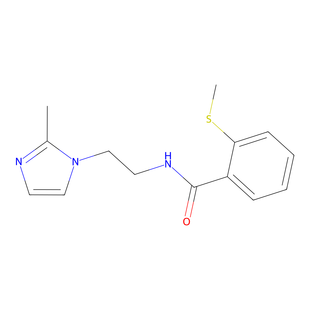N-(2-(2-methyl-1H-imidazol-1-yl)ethyl)-2-(methylthio)benzamide molecular structure, CAS 1286725-58-3