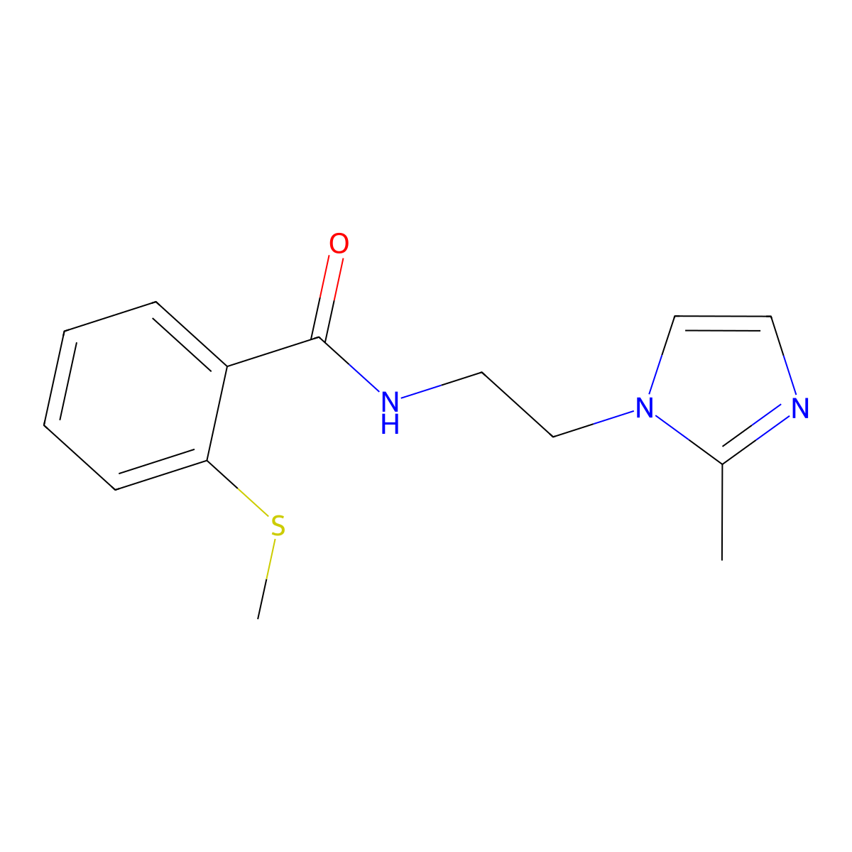 N-(2-(2-methyl-1H-imidazol-1-yl)ethyl)-2-(methylthio)benzamide molecular structure, CAS 1286725-58-3