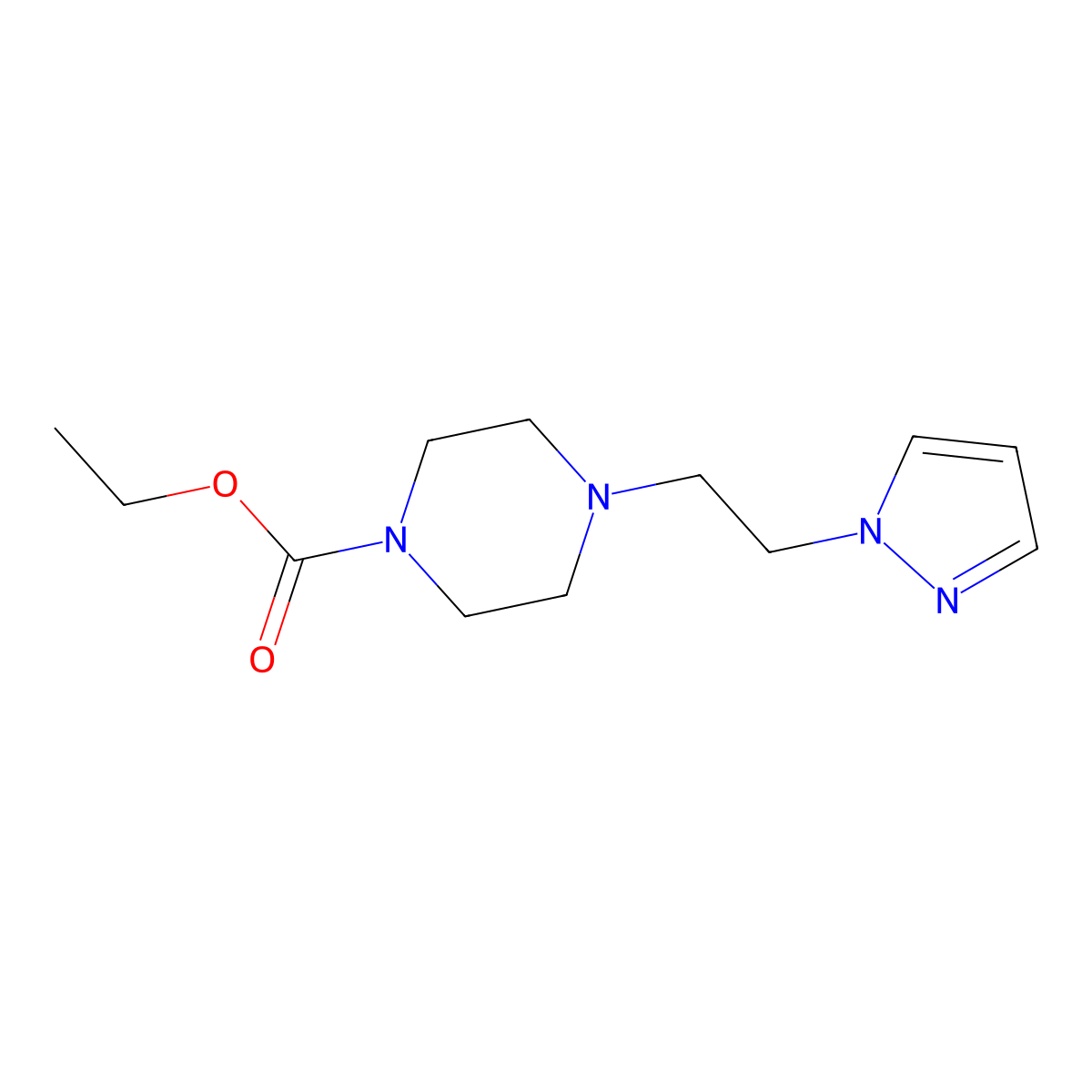 ethyl 4-(2-(1H-pyrazol-1-yl)ethyl)piperazine-1-carboxylate molecular structure, CAS 1286725-67-4