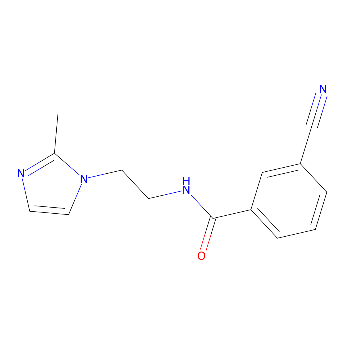 3-cyano-N-[2-(2-methyl-1H-imidazol-1-yl)ethyl]benzamide molecular structure, CAS 1286725-68-5