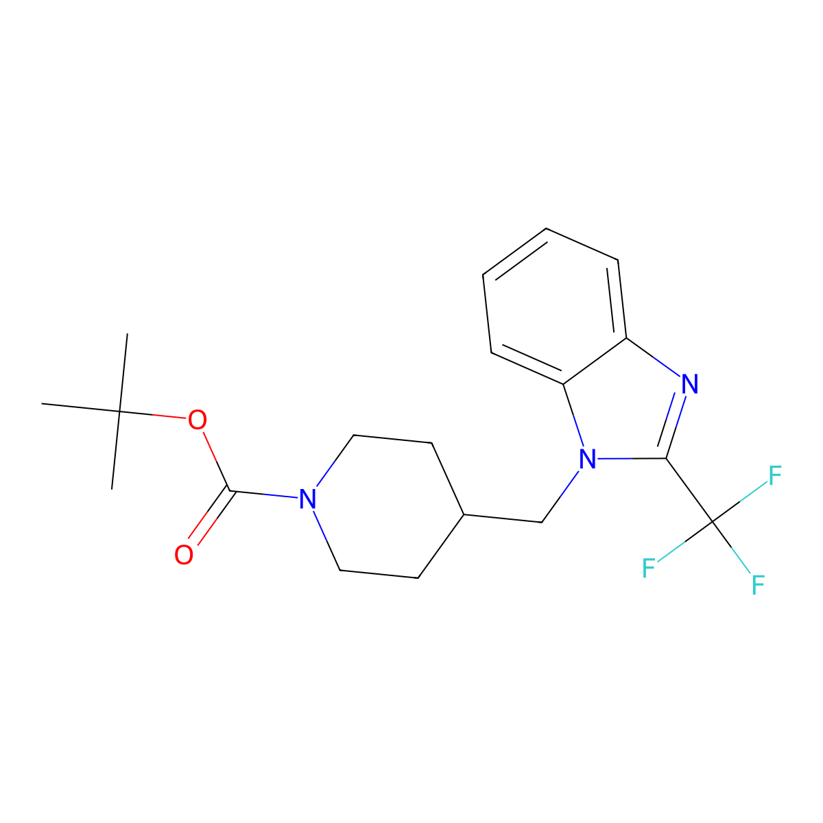 tert-butyl 4-((2-(trifluoromethyl)-1H-benzo[d]imidazol-1-yl)methyl)piperidine-1-carboxylate molecular structure, CAS 1286725-71-0